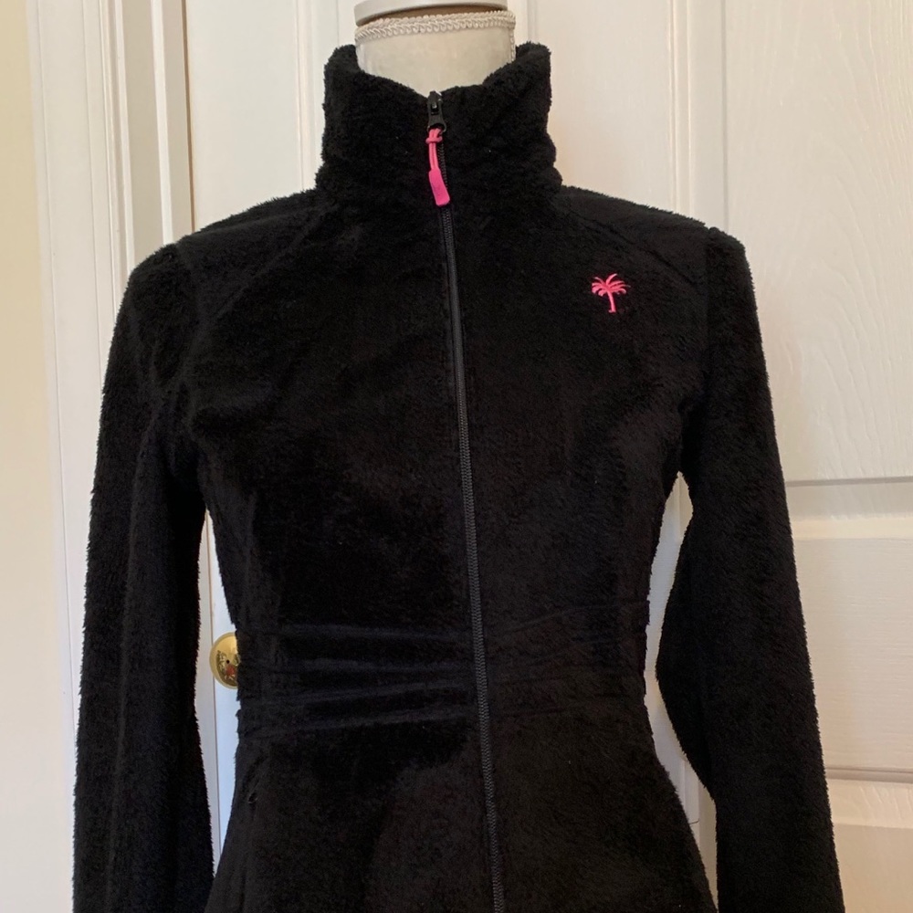 Lily Pulitzer fleece zip jacket in black XS